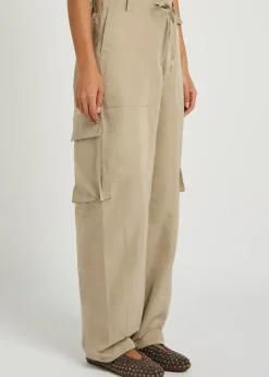Barrel-leg taffeta cargo trousers