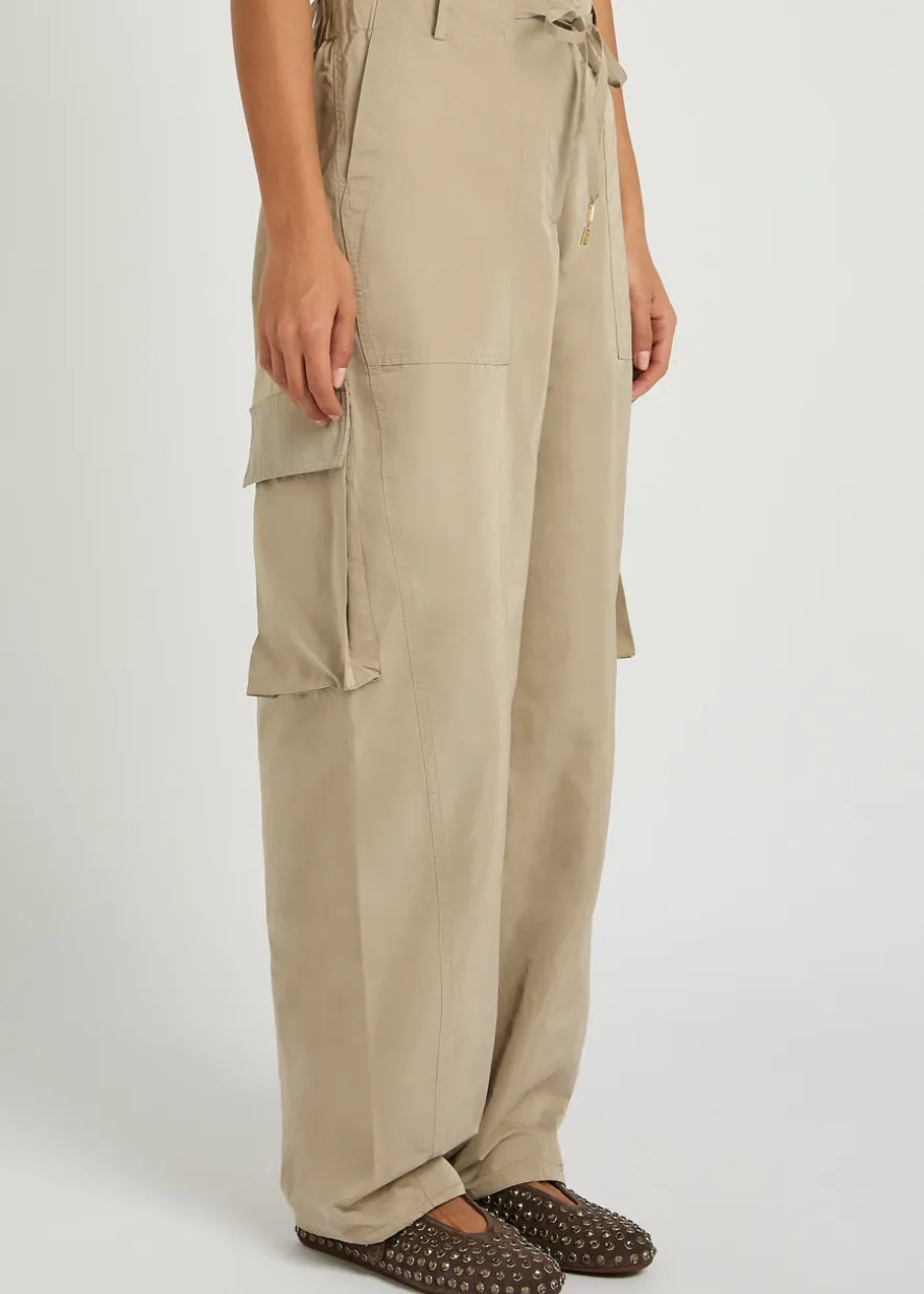 Barrel-leg taffeta cargo trousers