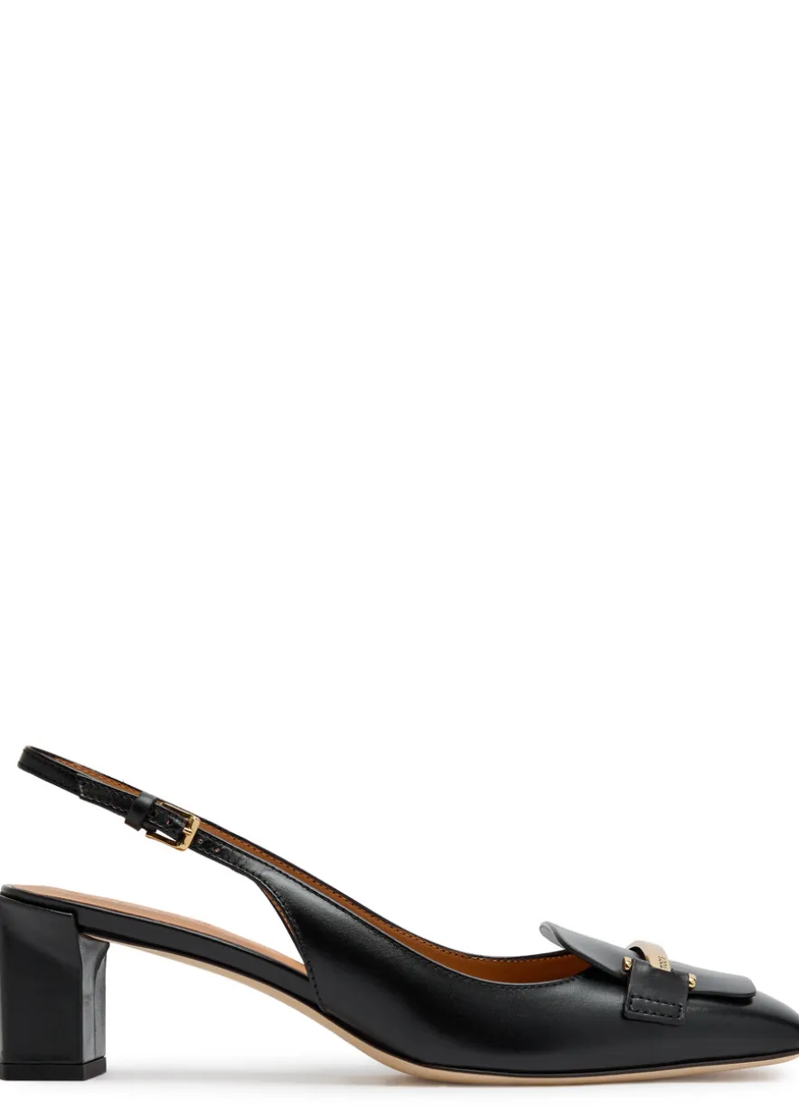Barretta 50 smoothed leather slingback pumps