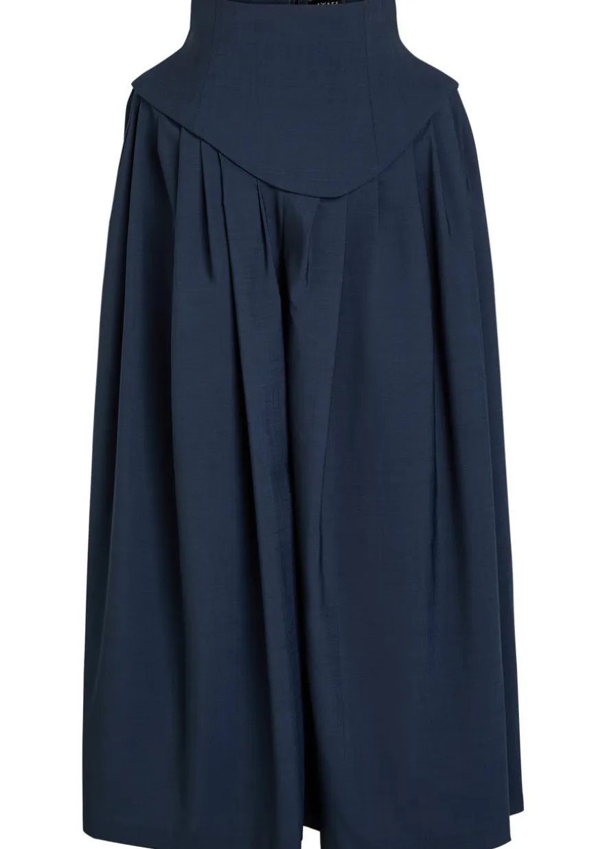 Basque pleated wide-leg wool-blend trousers