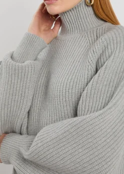 Batwing ribbed wool jumper