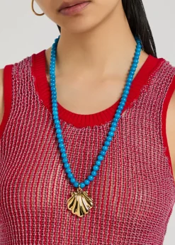 Beaded 24kt gold-plated necklace