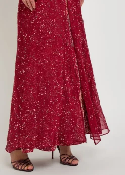 Bead-embellished chiffon maxi dress