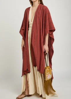 Bead embellished cotton cape