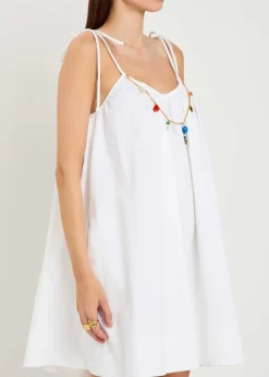 Bead-embellished cotton mini dress