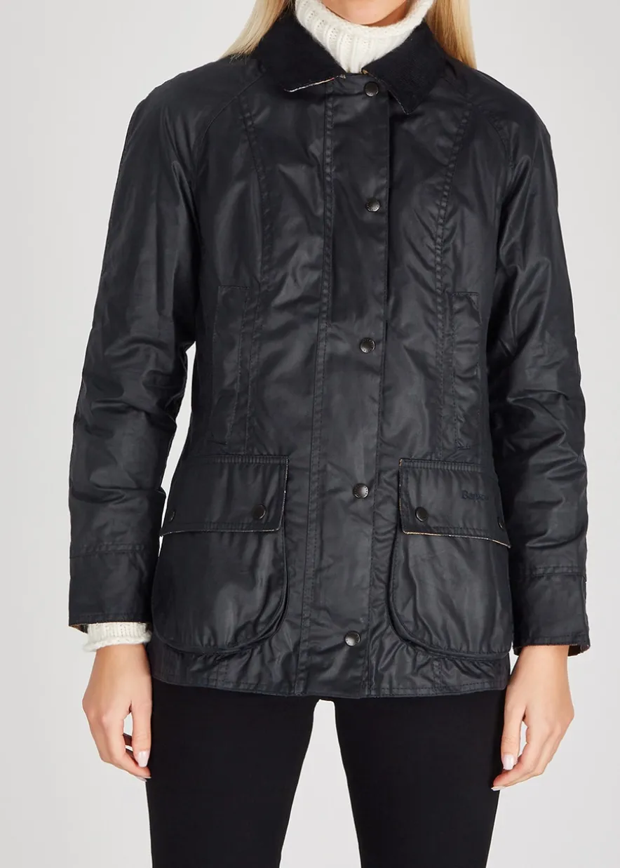 Beadnell navy waxed cotton jacket