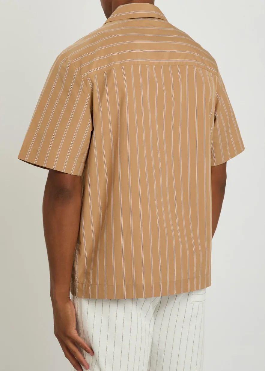 Beckett logo-embroidered striped cotton-poplin shirt