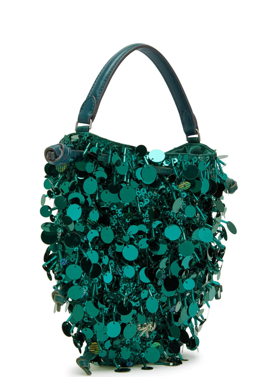 Beetle sequin-embellished satin cross-body bag