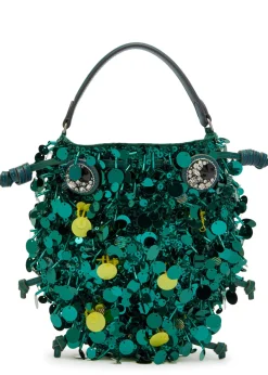 Beetle sequin-embellished satin cross-body bag