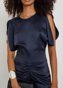 Bela gathered satin-crepe midi dress
