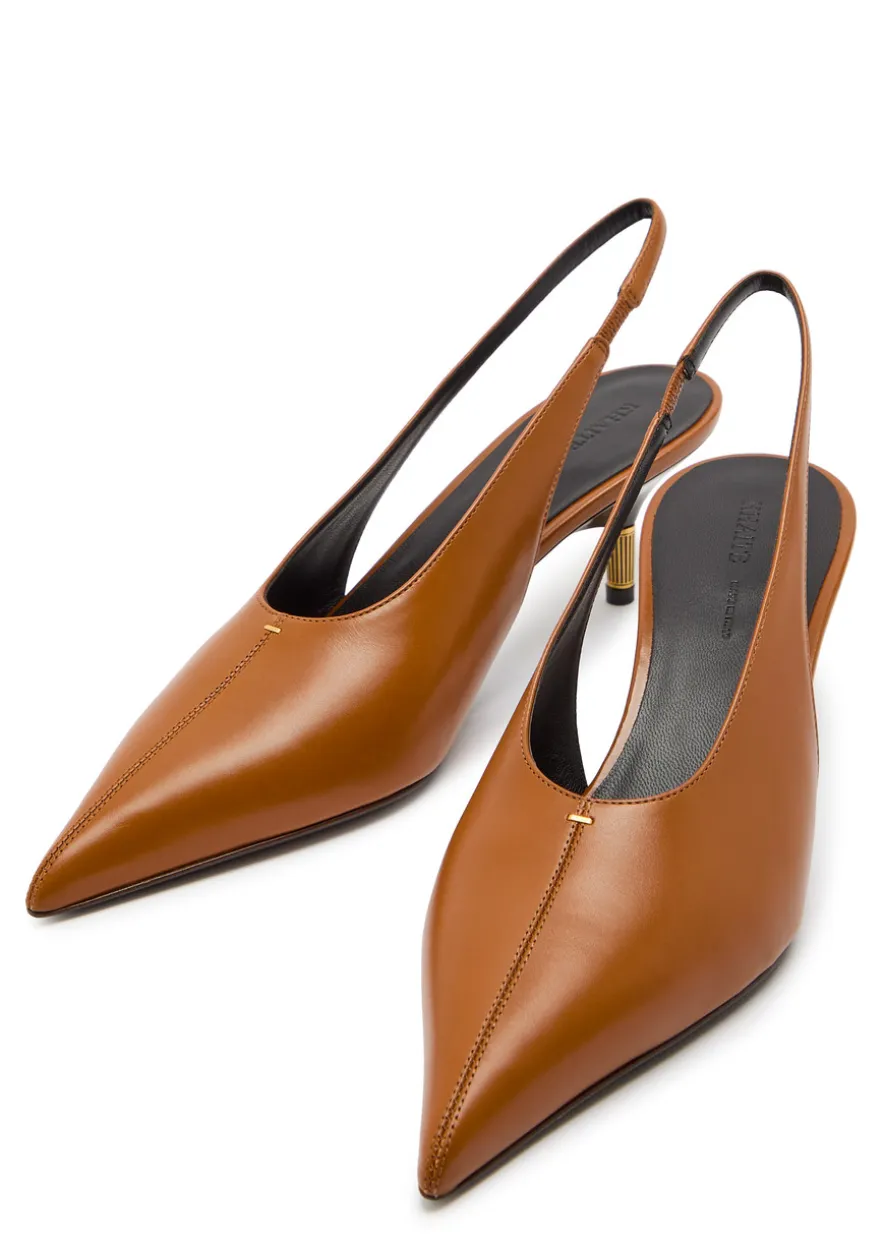 Bella 55 18kt gold-plated leather slingback pumps
