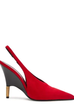 Bella 100 18kt gold-plated suede slingback pumps