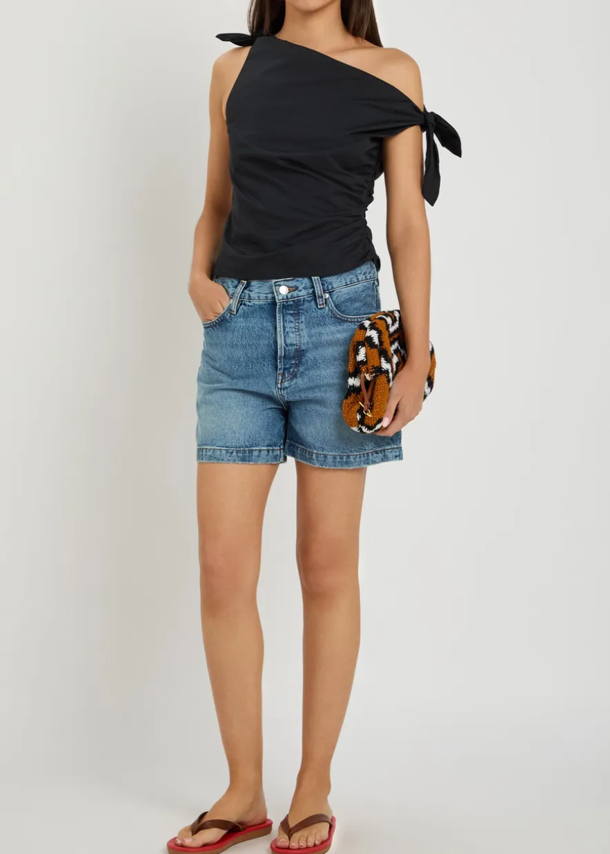 Bellaria ruched stretch-cotton top