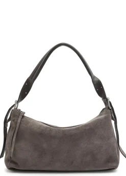 Belted Baguette suede shoulder bag