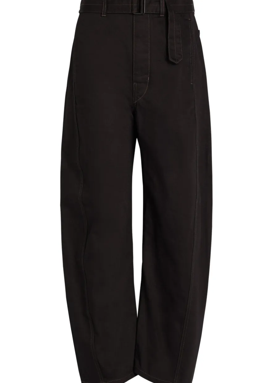 Belted barrel-leg jeans