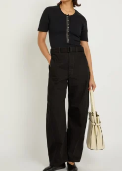 Belted barrel-leg jeans
