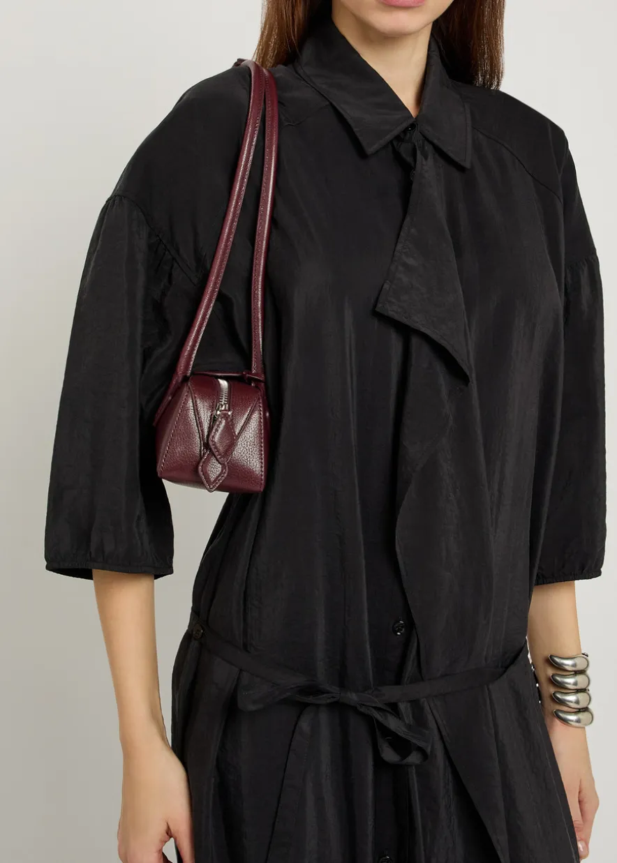 Belted brushed silk-blend midi shirt dress