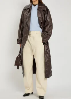 Belted coated cotton-blend trench coat