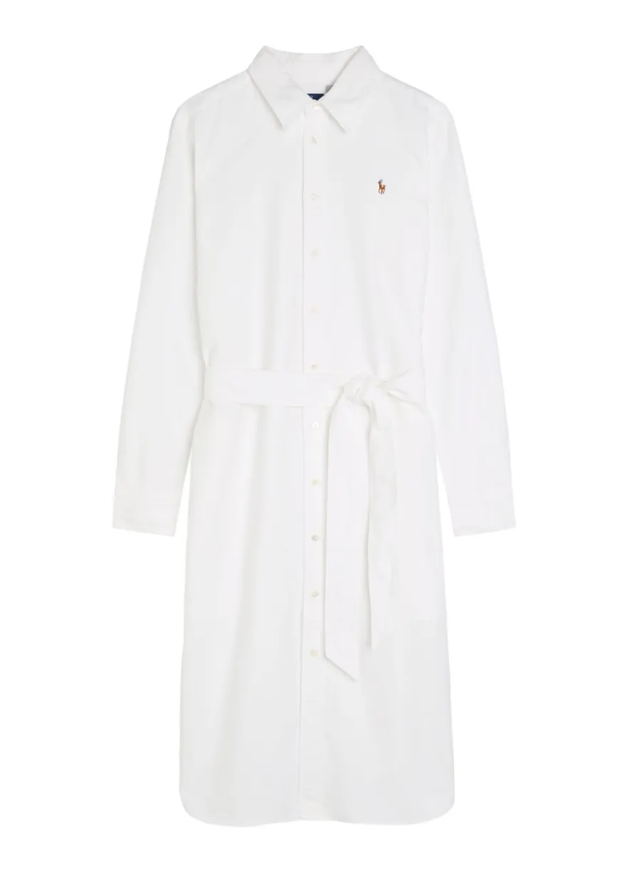 Belted cotton midi shirt dress