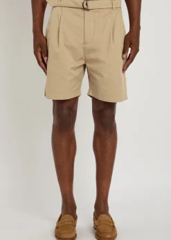 Belted cotton shorts