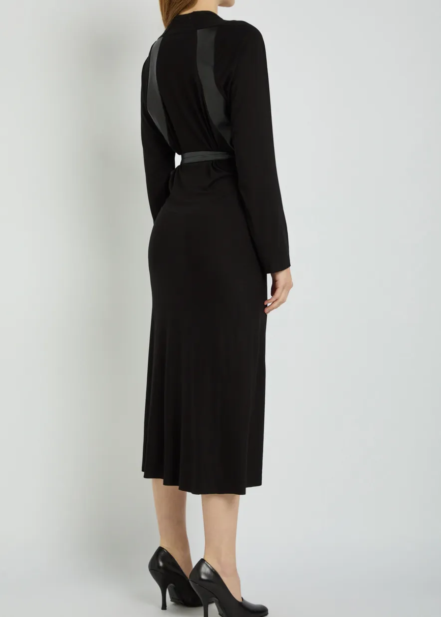 Belted jersey midi dress