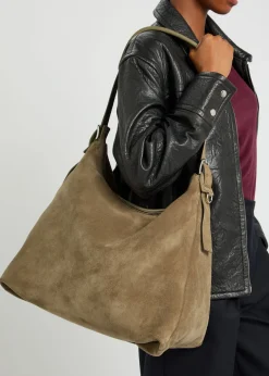 Belted leather hobo bag