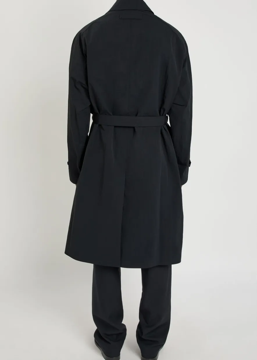 Belted nylon trench coat