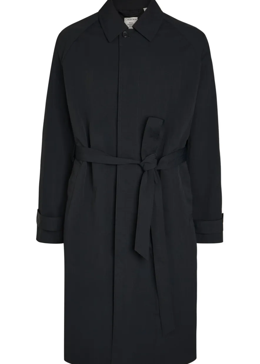 Belted nylon trench coat