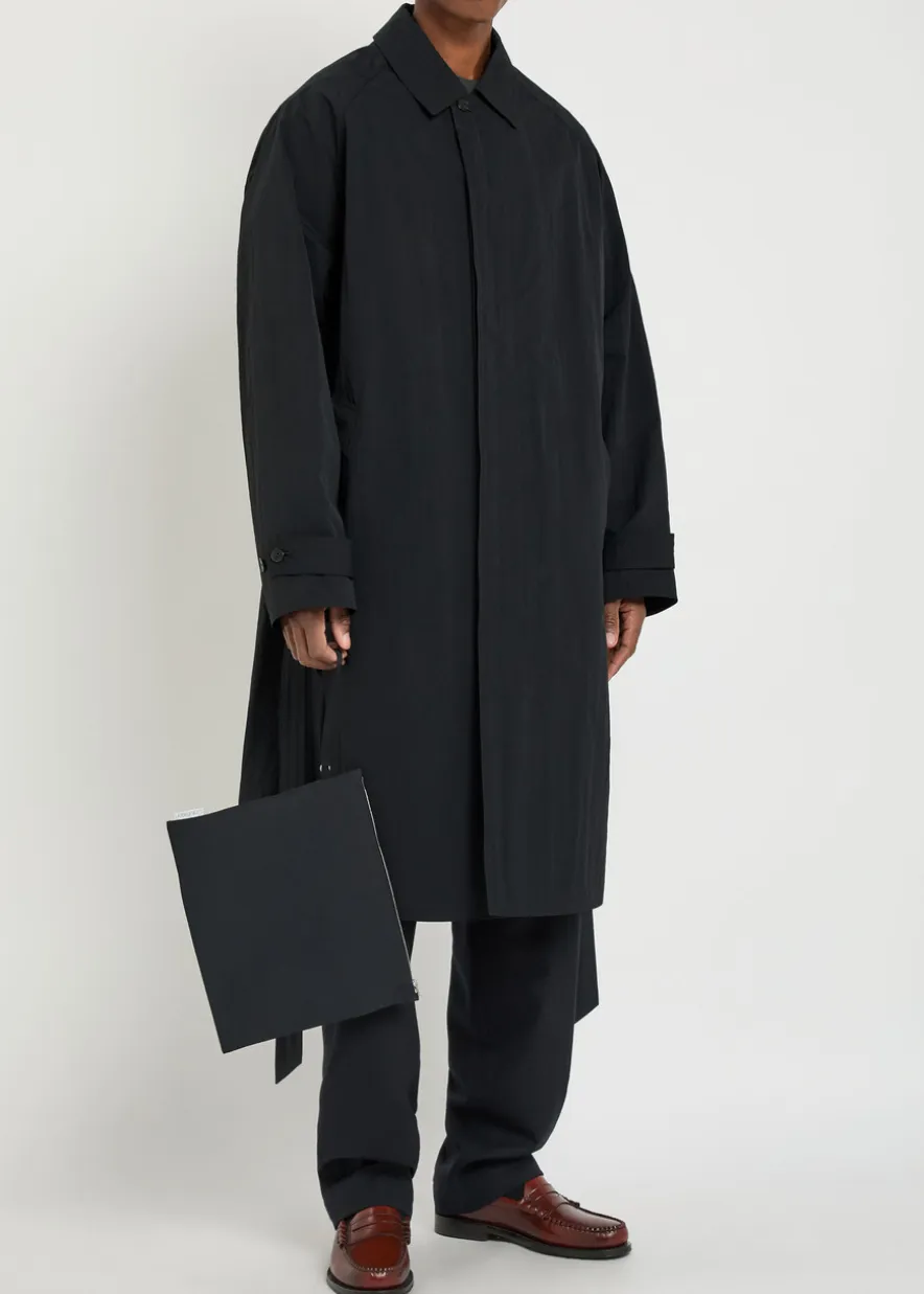 Belted nylon trench coat