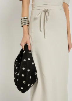 Belted off-the-shoulder cotton-blend midi dress