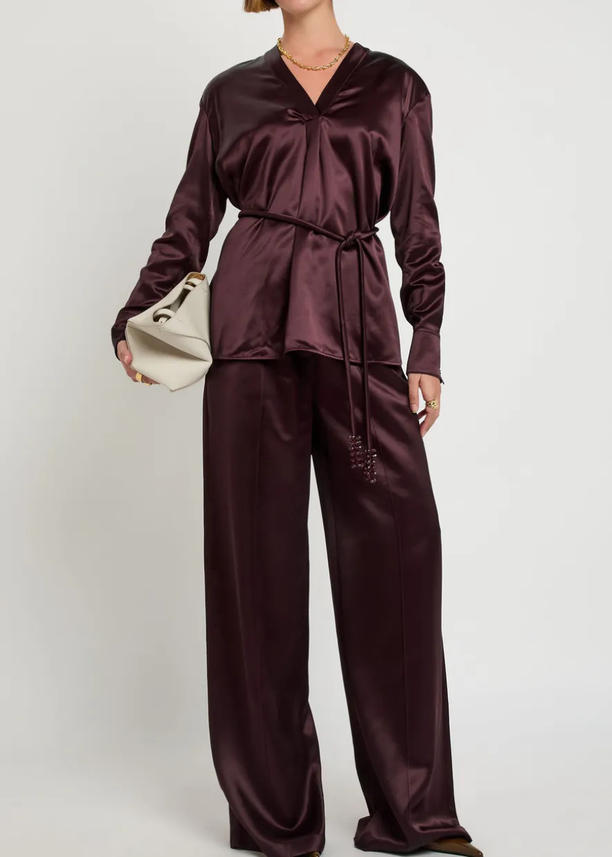 Belted satin top