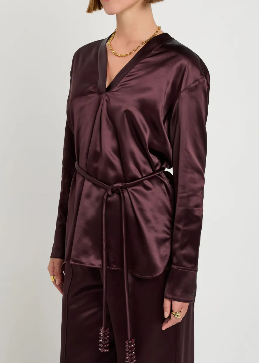 Belted satin top
