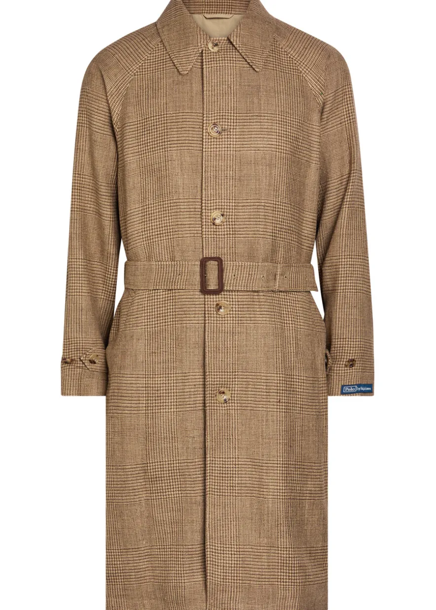 Belted silk and linen-blend coat
