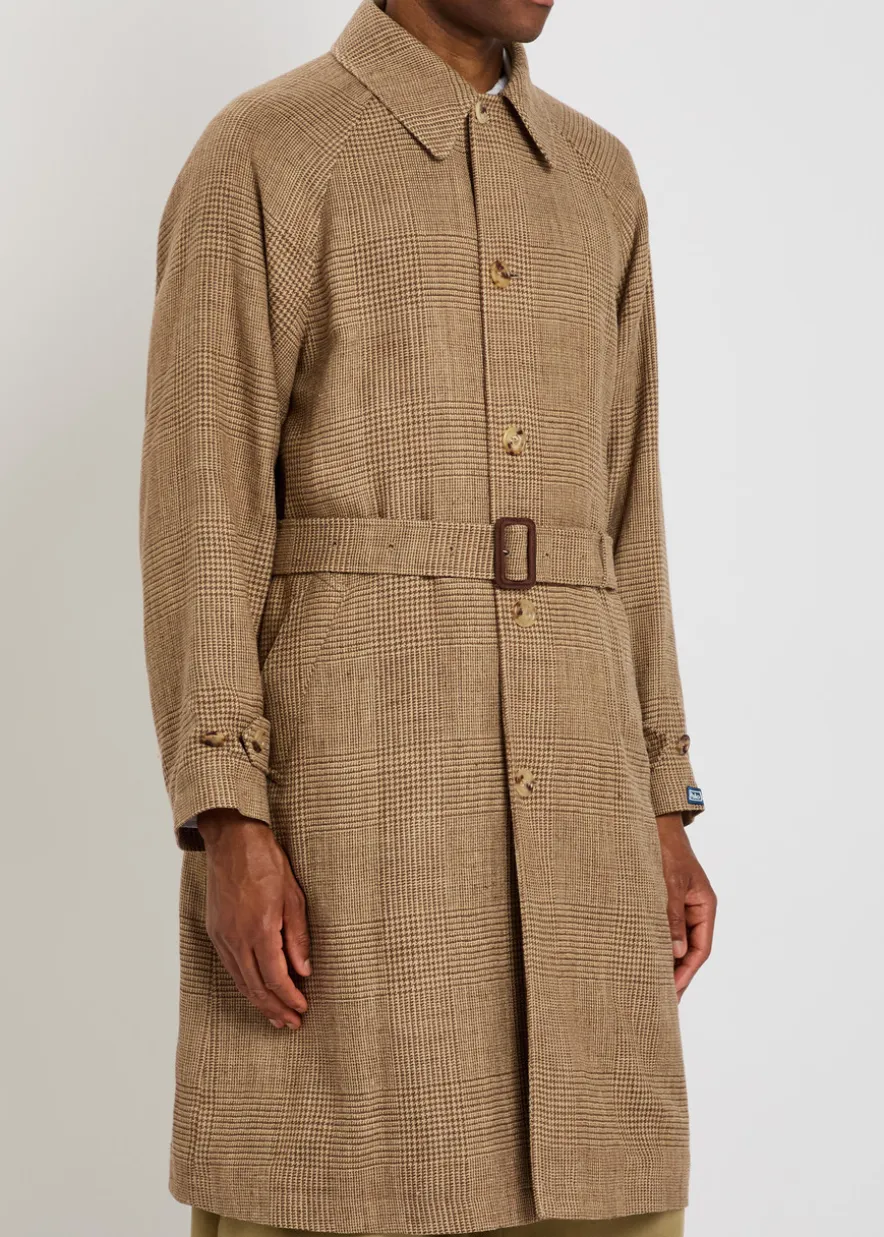 Belted silk and linen-blend coat