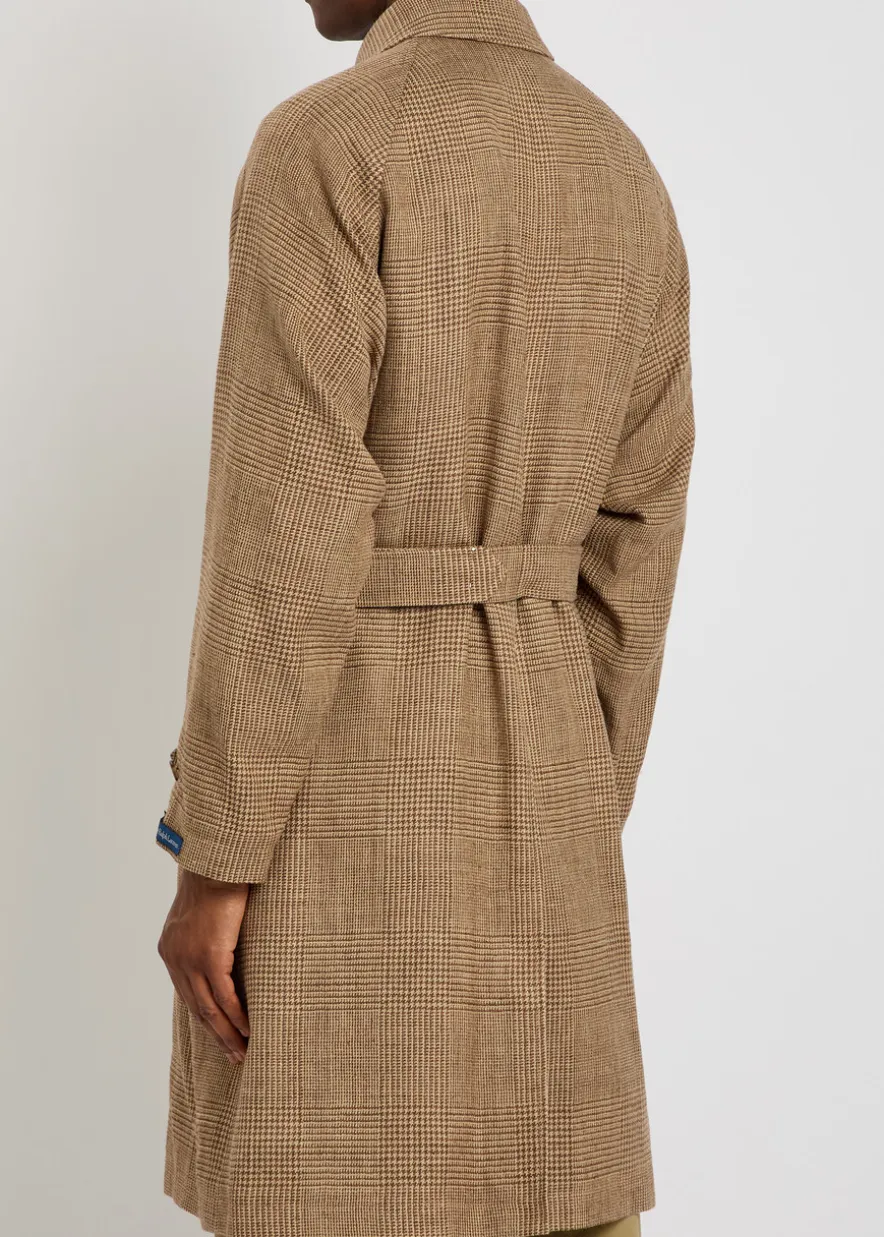 Belted silk and linen-blend coat