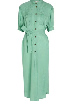 Belted silk midi dress