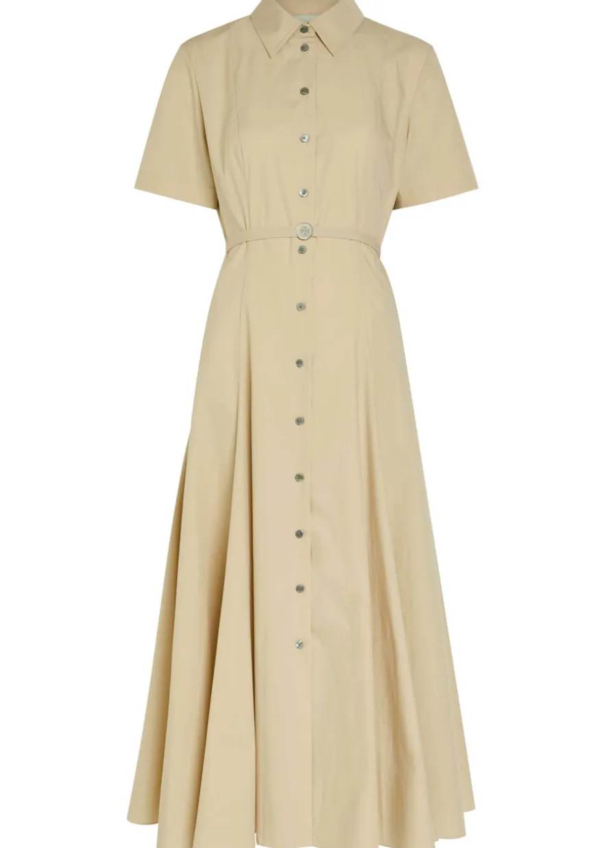 Belted stretch cotton-poplin midi shirt dress