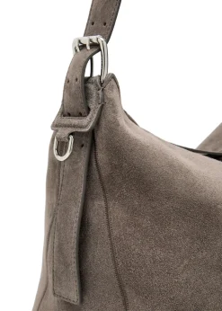 Belted suede hobo bag