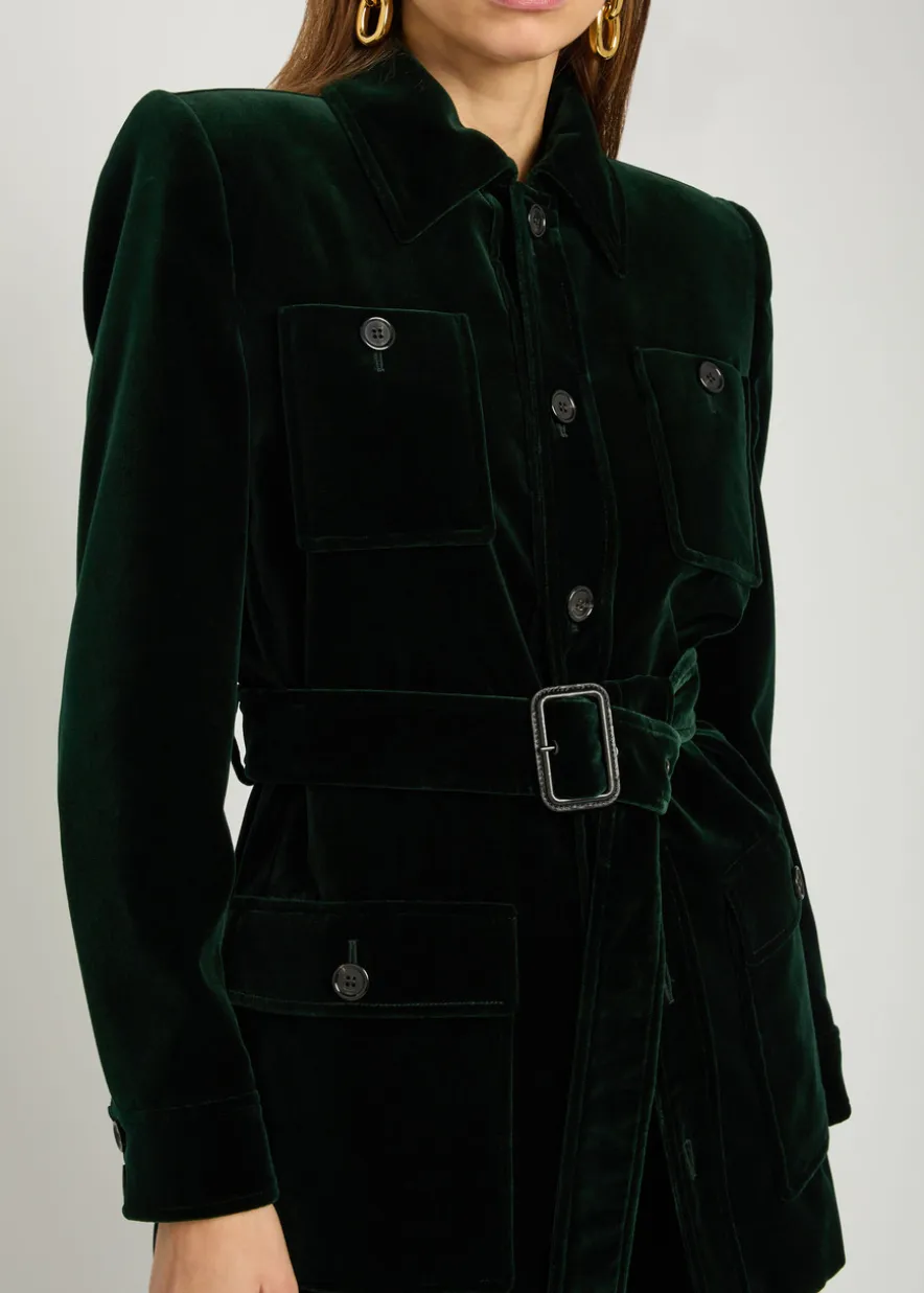 Belted velvet jacket
