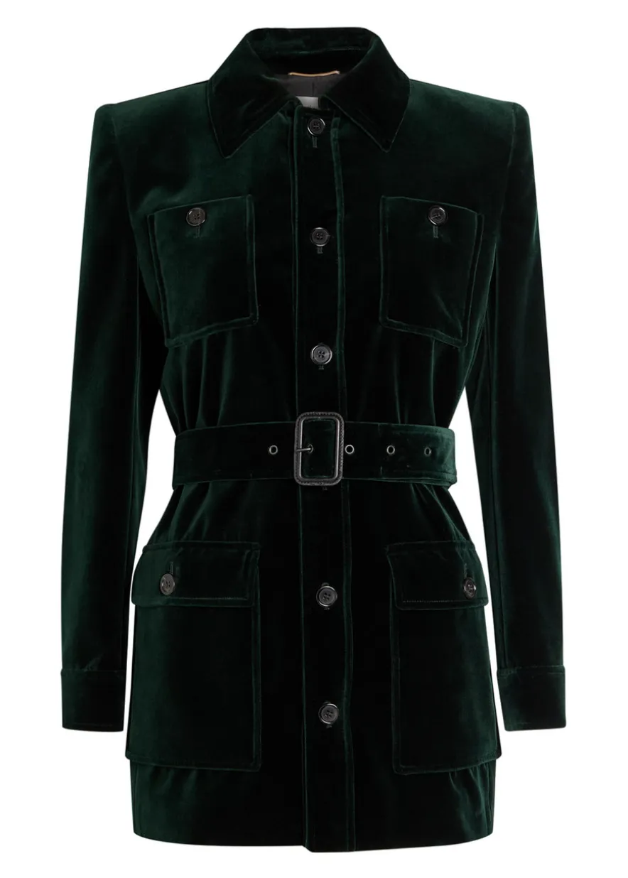 Belted velvet jacket