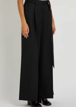 Belted wide-leg trousers