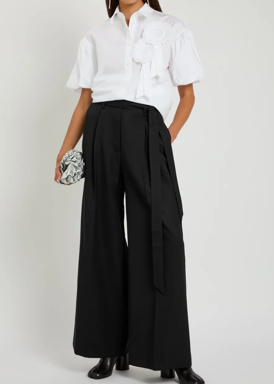 Belted wide-leg trousers