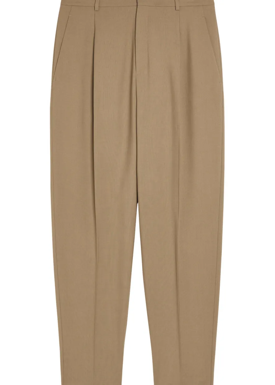 Belted wool and mohair-blend trousers