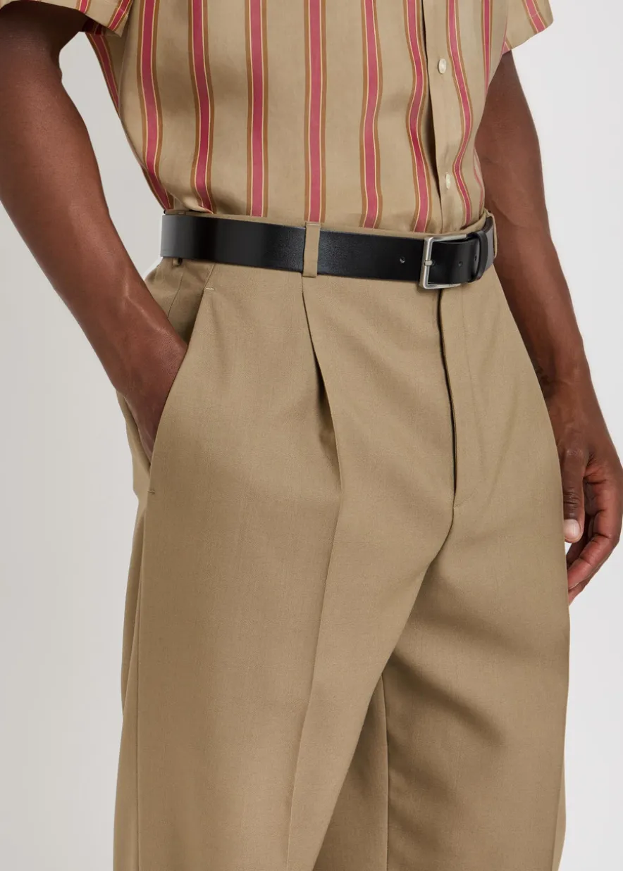 Belted wool and mohair-blend trousers