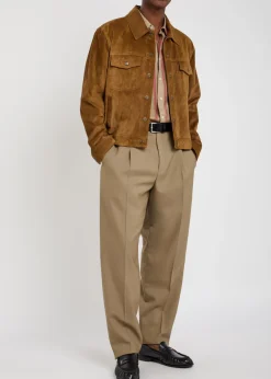 Belted wool and mohair-blend trousers