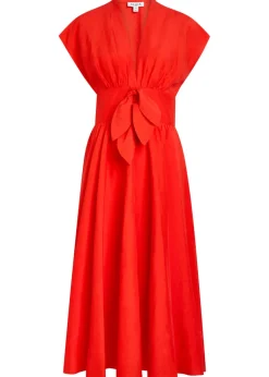 Belted woven midi dress