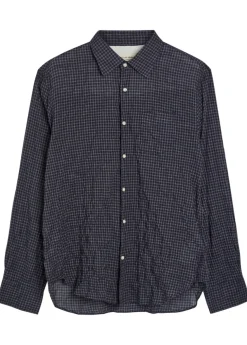 Beniot checked crinkled cotton-blend shirt