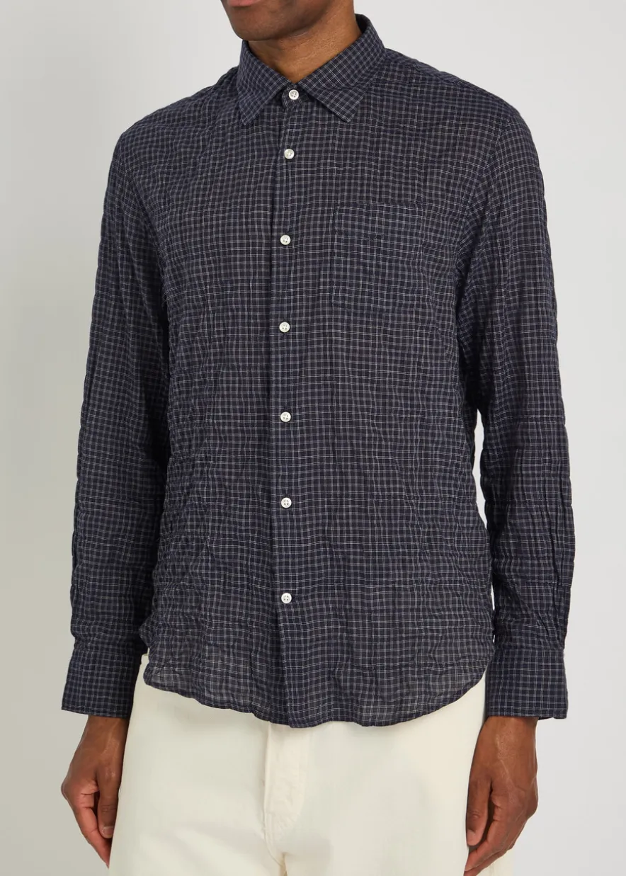 Beniot checked crinkled cotton-blend shirt