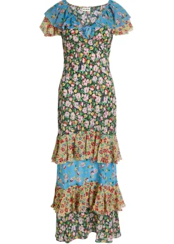 Benoite floral ruffled silk midi dress