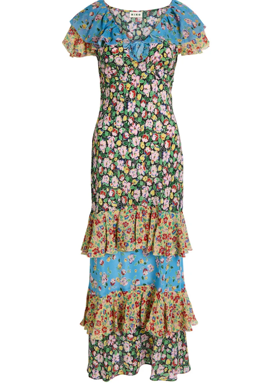 Benoite floral ruffled silk midi dress